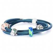 Blue Leather Bracelet